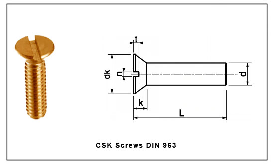 CSK Screws DIN 963 CSK Screws DIN 963