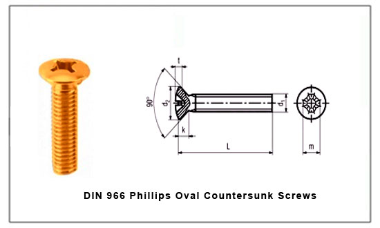 DIN 966 Phillips Oval Countersunk Screws DIN 966 Phillips Oval Countersunk Screws